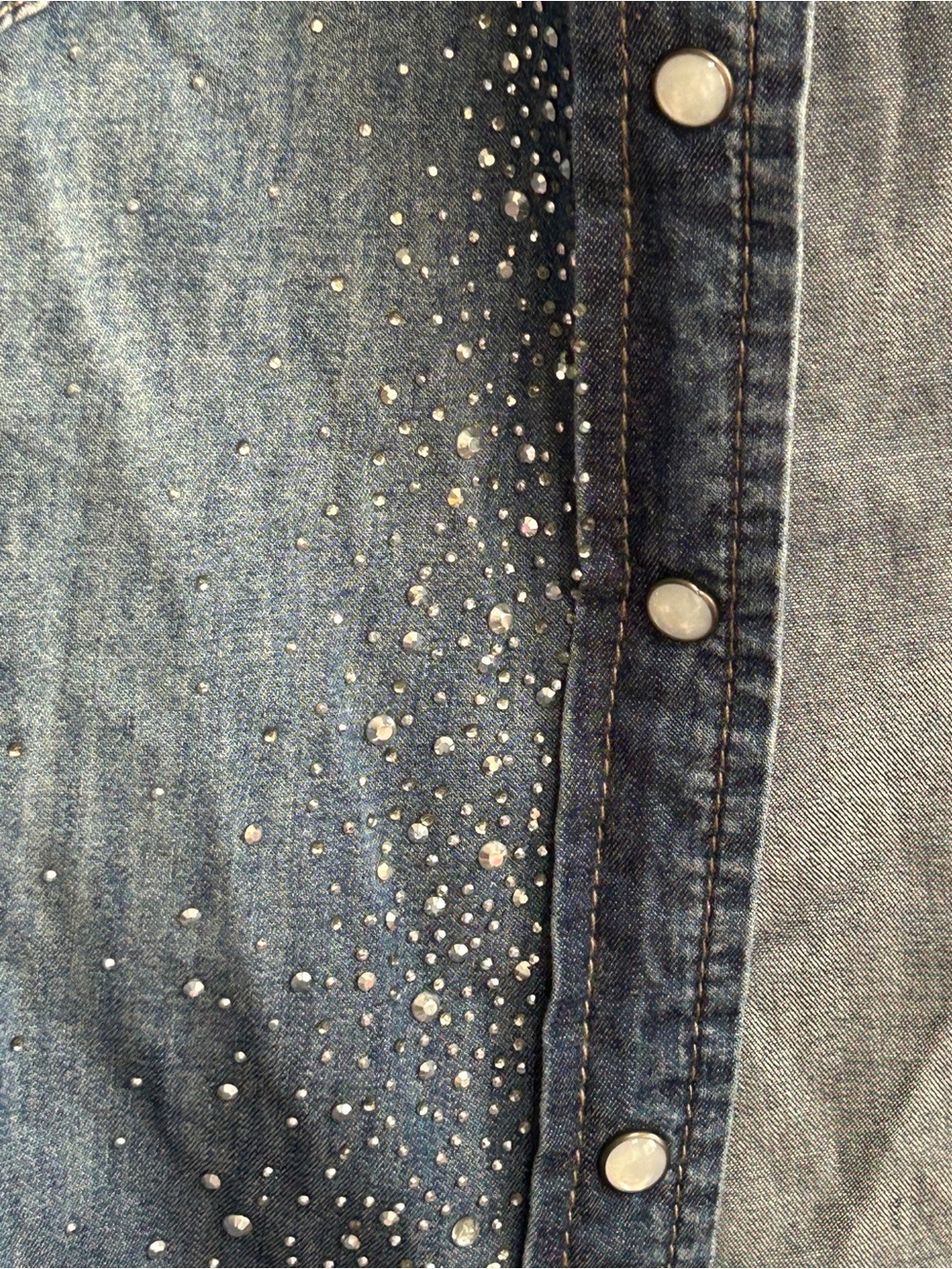 Denim Bling Button down Top - Picture 4 of 10